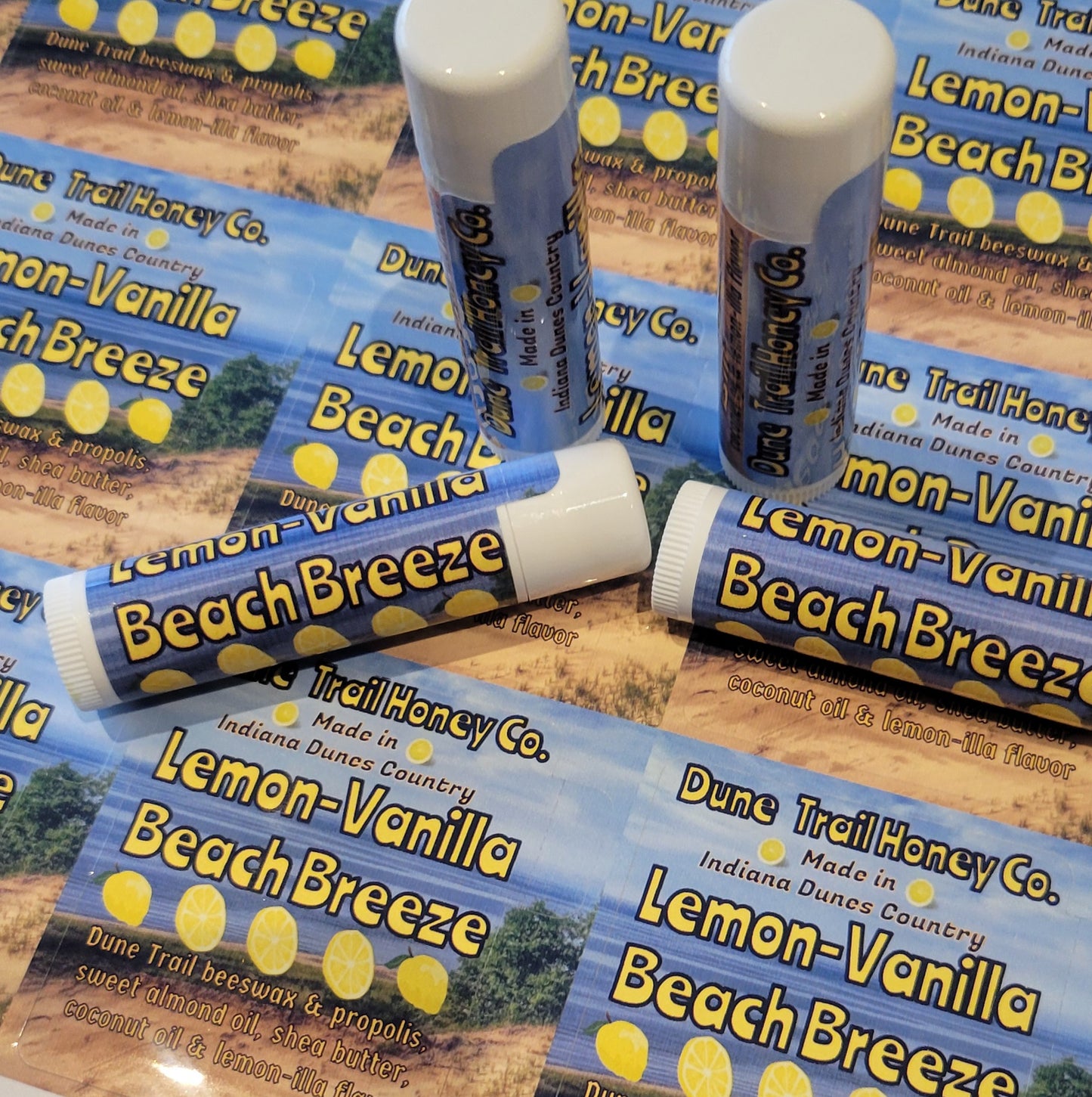 Lemon Vanilla Beach Breeze Lip Balms-Pack of 3
