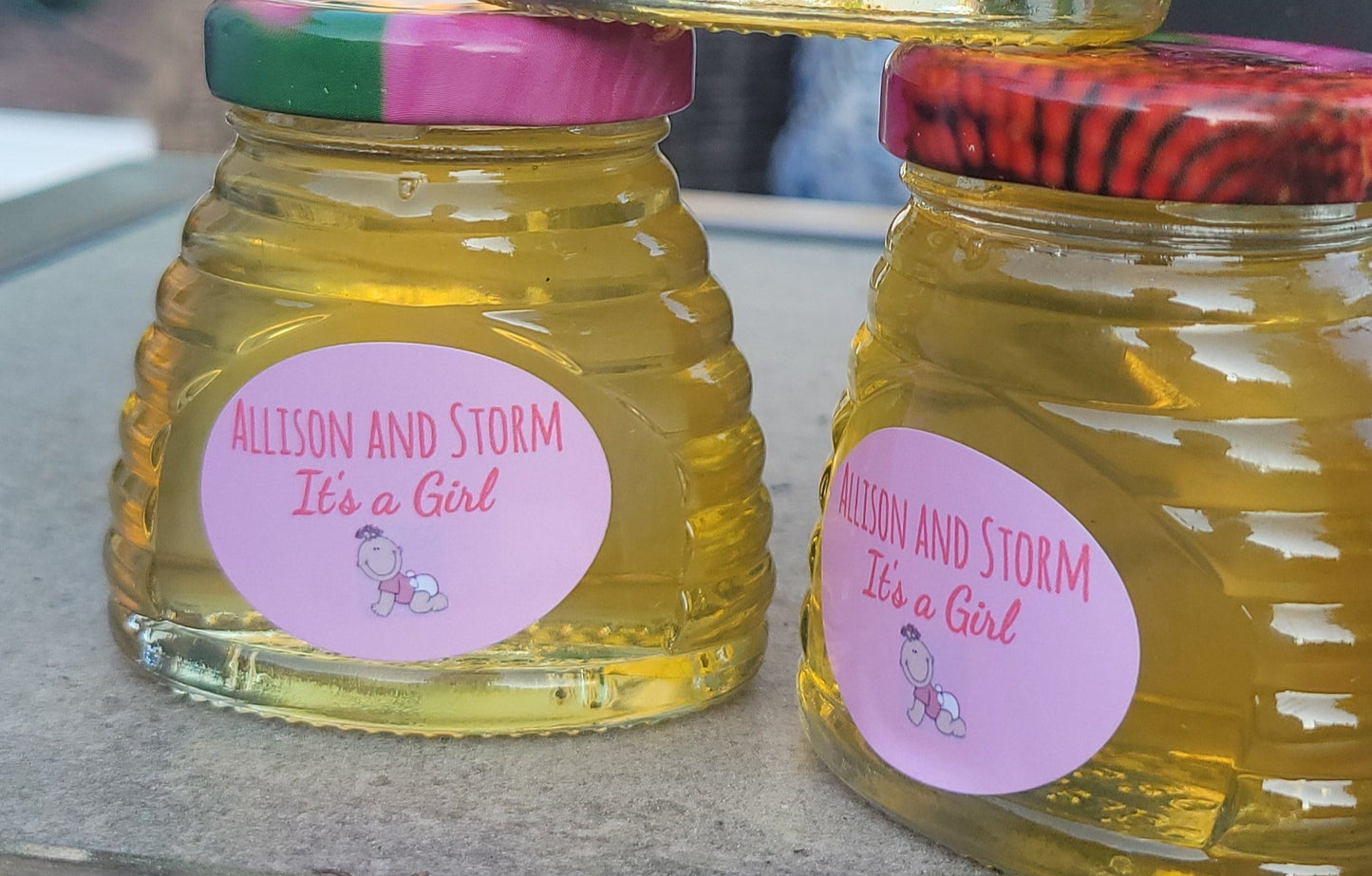 Personalized Wedding or Baby Shower Gift favors - Glass mini jars!