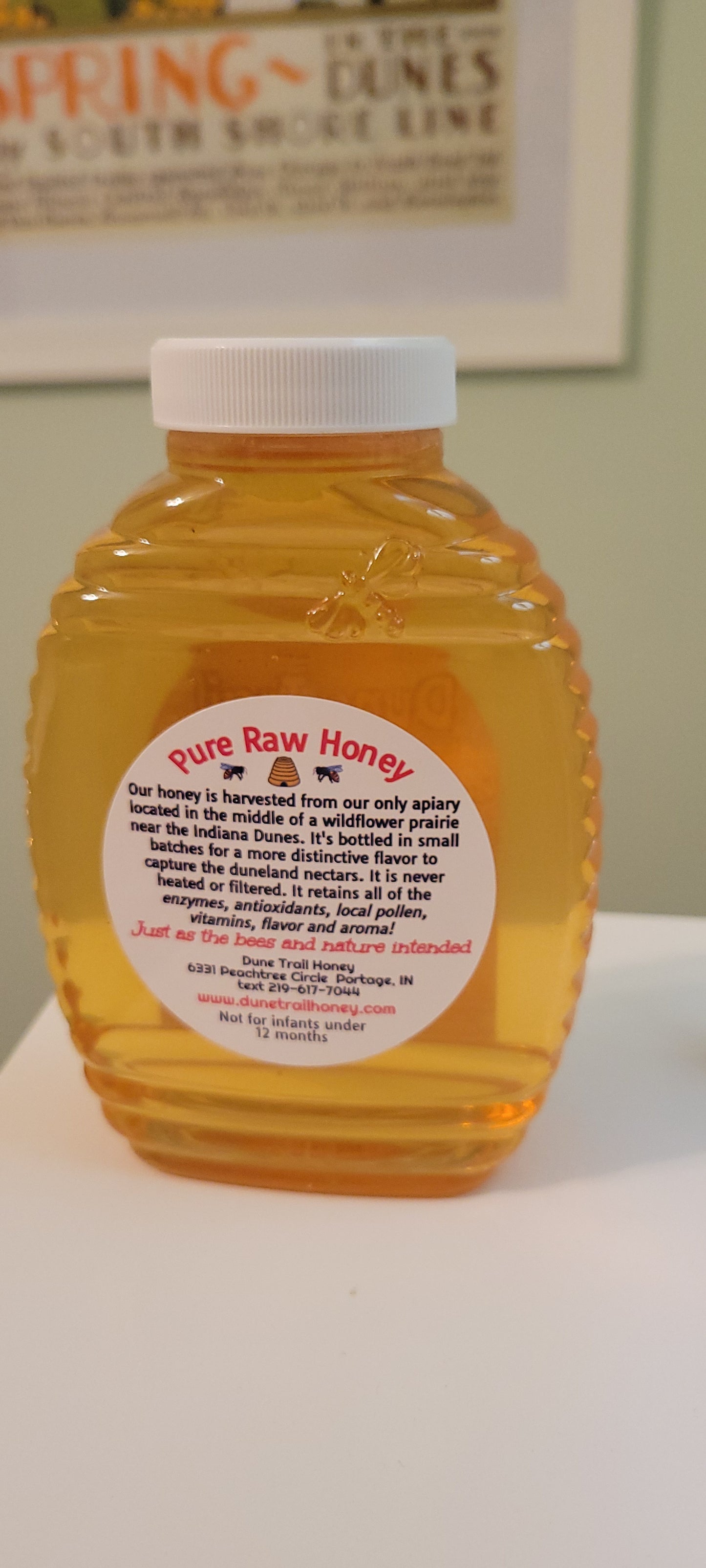 1lb bottle of raw small batch Dune Trail Honey... bottled May 1st 2025