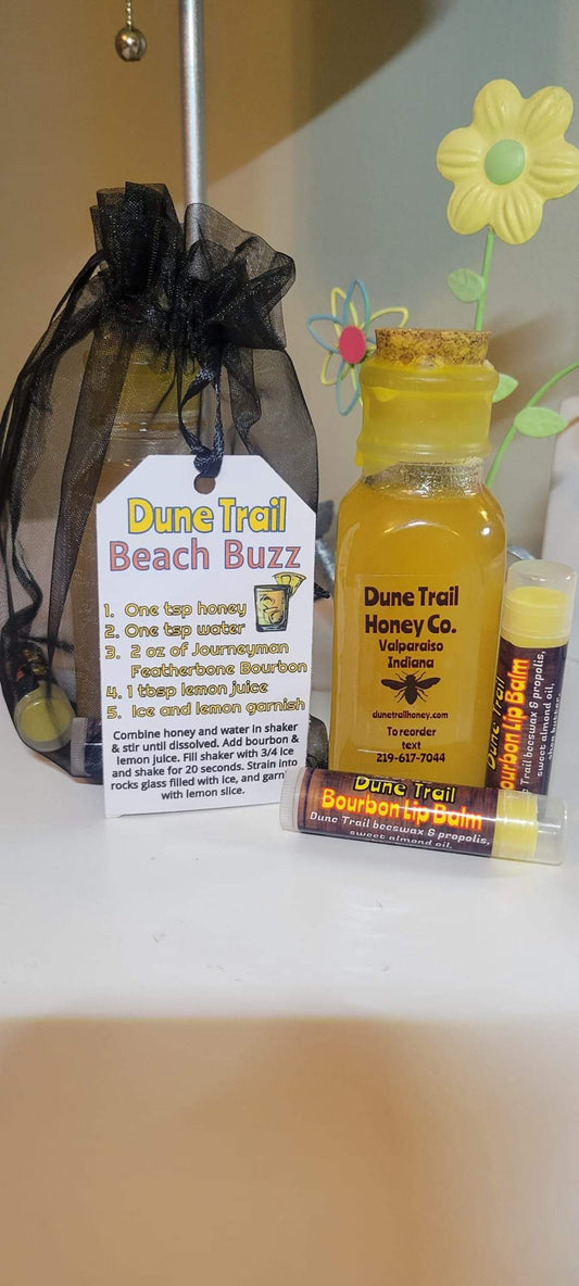 Guy Special---Wax dipped cork jar of raw honey and 2 Bourbon Lip Balm