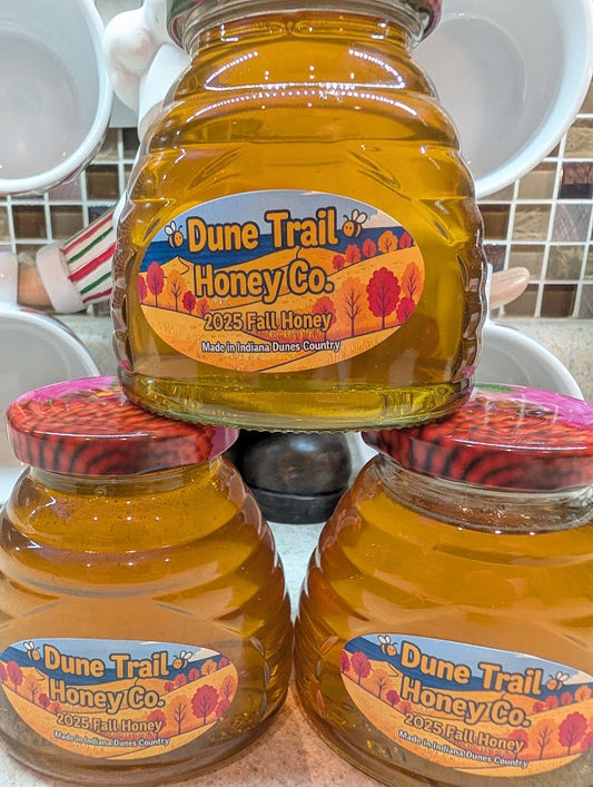 Autumn Select Raw Honey 12oz Glass Jars with Pink Bee lid