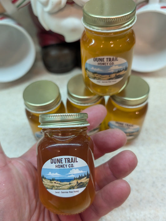 The "Mini Mason" – 3oz Raw Local Honey Jars ~ Set of 5 Great Stocking Stuffers!