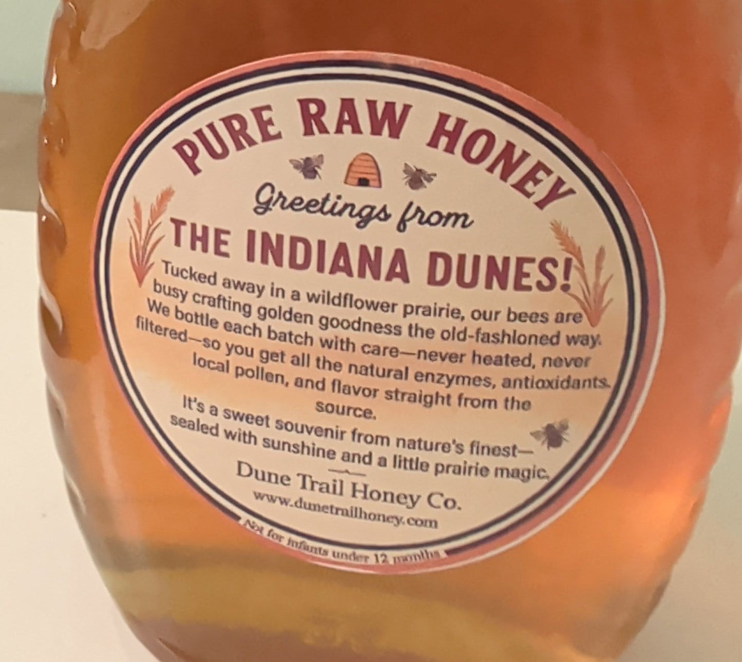 1lb Traditional Glass bottle of our Duneland raw honey
