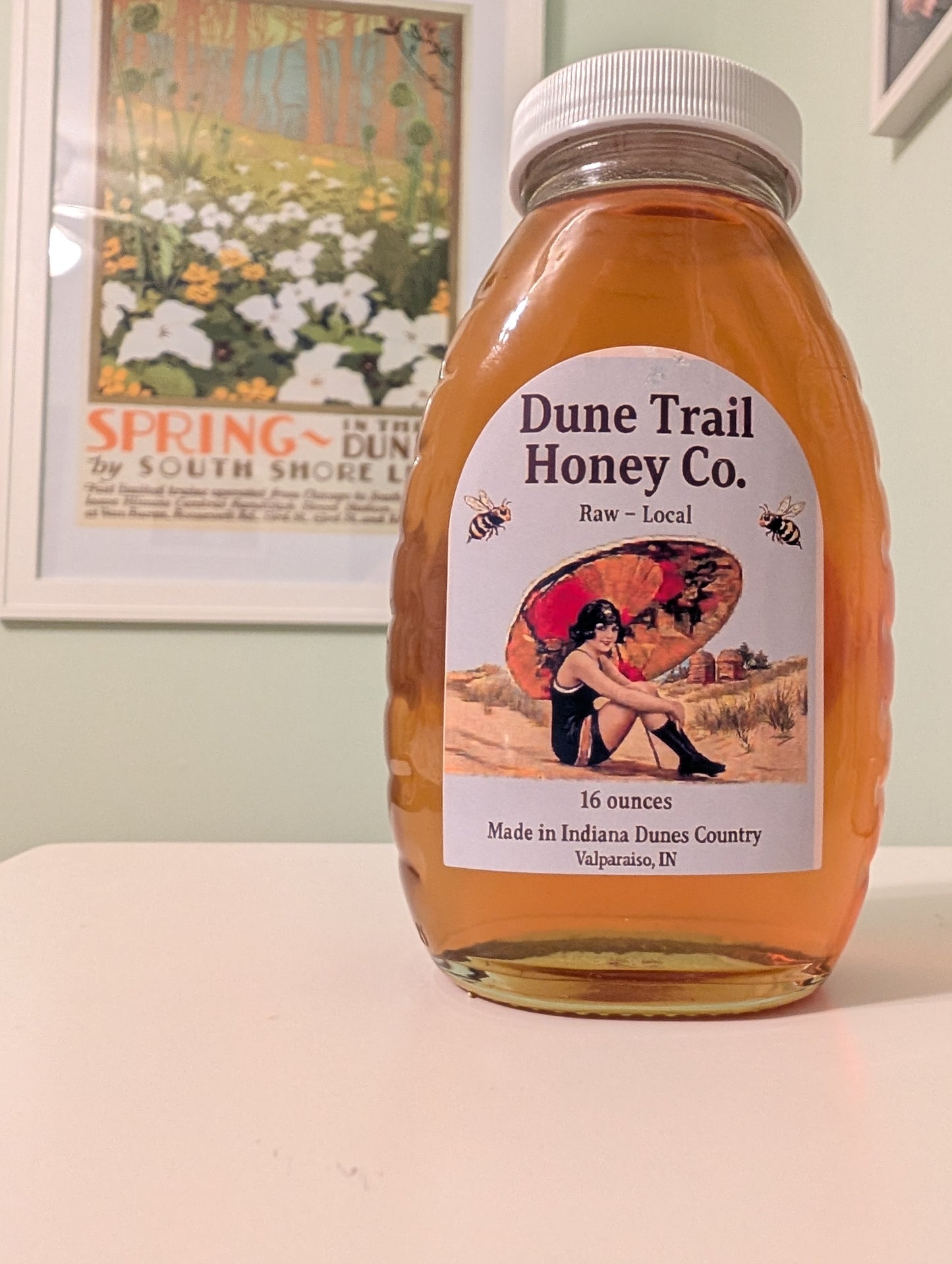 1lb Traditional Glass bottle of our Duneland raw honey